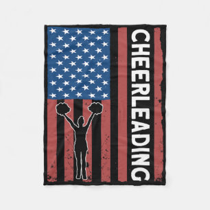 Cheer Girl Usa Flag Cheerleading  Fleece Blanket