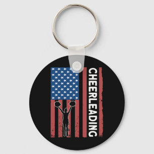 Cheer Girl Usa Flag Cheerleading  Key Ring