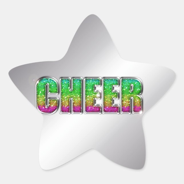 Cheer Glitter Rainbow Star Sticker (Front)