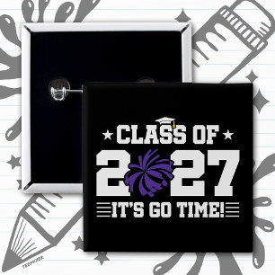 Cheer Graduation Pom Poms Senior Class of 2027 15 Cm Square Badge