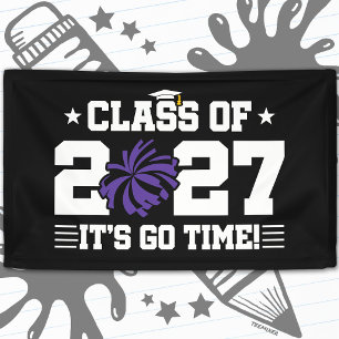 Cheer Graduation Pom Poms Senior Class of 2027 Banner
