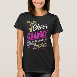 Cheer Grammy Biggest Fan Leopard Print And Pom Pom T-Shirt