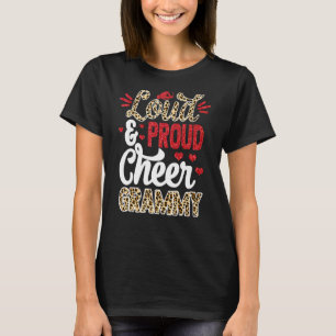 Cheer Grammy Biggest Fan Leopard Print And Pom Pom T-Shirt