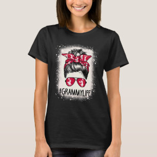 Cheer Grammy Life Messy Bun Cheerleader Bleached M T-Shirt