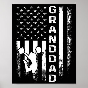 Cheer Granddad American Flag Cheerleading Cheerlea Poster