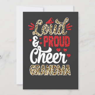 Cheer Grandma Biggest Fan Leopard Print And Pom Po Invitation