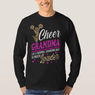 Cheer Grandma Biggest Fan Leopard Print And Pom Po T-Shirt