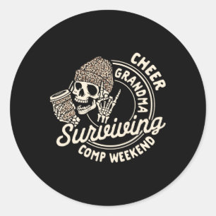 Cheer Grandma Coffee Lover Skeleton Surviving Comp Classic Round Sticker