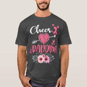 Cheer Grandma Floral Funny Cheerleader Heart Day T-Shirt