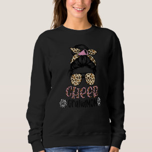 Cheer Grandmom Leopard Messy Bun Cheerleader Mothe Sweatshirt