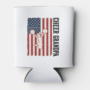 Cheer Grandpa Patriotic Vintage Flag Shirt Design_ Can Cooler