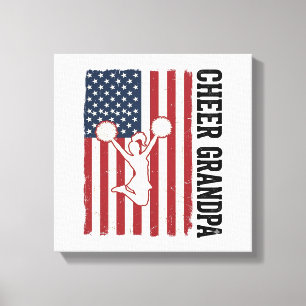 Cheer Grandpa Patriotic Vintage Flag Shirt Design_ Canvas Print