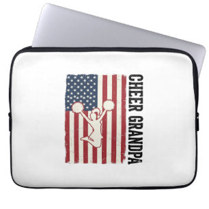 Cheer Grandpa Patriotic Vintage Flag Shirt Design_ Laptop Sleeve