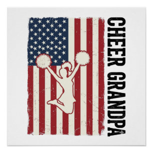 Cheer Grandpa Patriotic Vintage Flag Shirt Design_ Poster