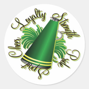 Cheer Green and Yellow Qualities Classic Round Sticker