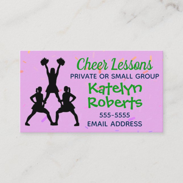 Cheer Lessons Purple Business Card (Front)
