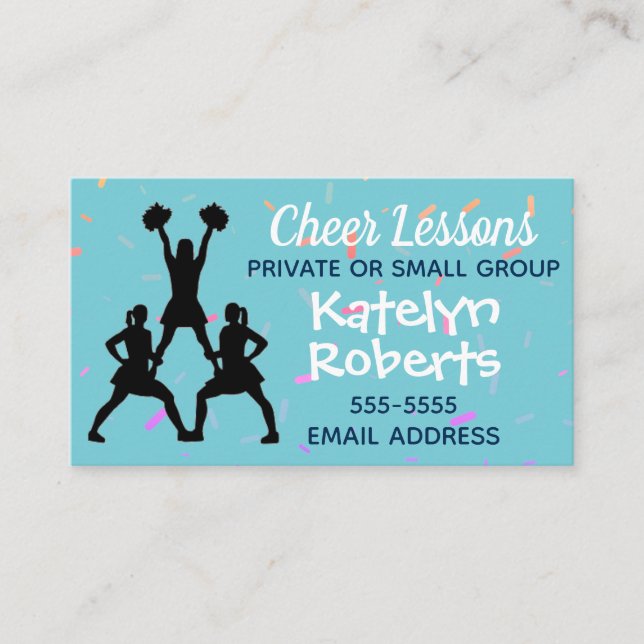 Cheer Lessons Turquoise Business Card (Front)
