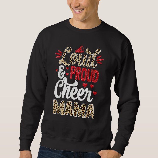 Cheer Mama Biggest Fan Leopard Print And Pom Pom Sweatshirt (Front)