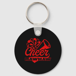 Cheer Mawmaw Biggest Fan Black And Red Pom Pom Key Ring
