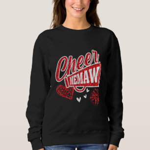 Cheer Memaw Biggest Fan Leopard Print And Pom Pom  Sweatshirt