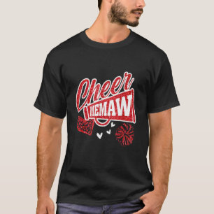 Cheer Memaw Biggest Fan Leopard Print And Pom Pom  T-Shirt