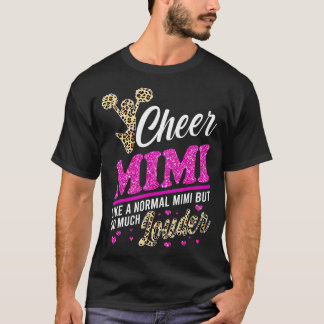 Cheer Mimi Biggest Fan Leopard Print And Pom Pom  T-Shirt