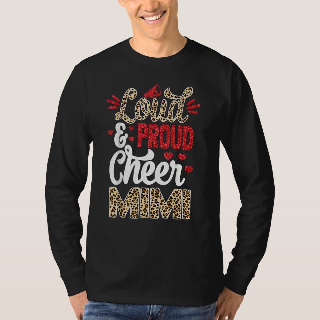 Cheer Mimi Biggest Fan Leopard Print And Pom Pom T-Shirt (Front)