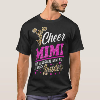 Cheer Mimi Biggest Fan Leopard Print And Pom Pom T-Shirt
