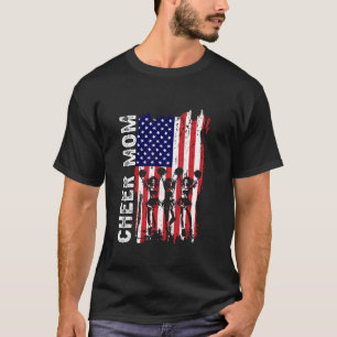 Cheer MOM American Flag Patriotic Mum 4th Of July T-Shirt