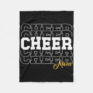 Cheer Mom Biggest Fan Cheerleader Black Yellow Gol Fleece Blanket