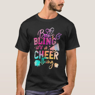 Cheer Mom Dad Water Color Bows And Bling Cheerlead T-Shirt