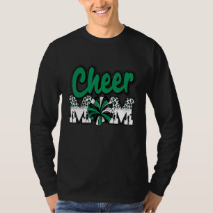 Cheer Mom Green Black White Leopard Letters Cheer  T-Shirt