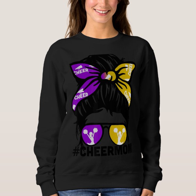 Cheer Mother Mama Puple & Gold Cheerleading Mum Me Sweatshirt (Front)
