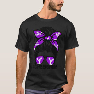 Cheer Mother Mama Puple Megaphone Cheerleading Mom T-Shirt