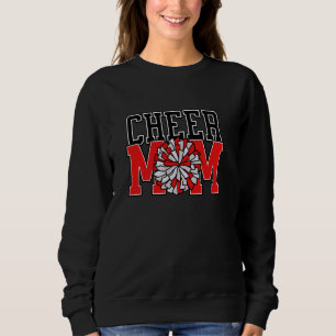 Cheer Mum Biggest Fan Red and White Pom Pom Sweatshirt