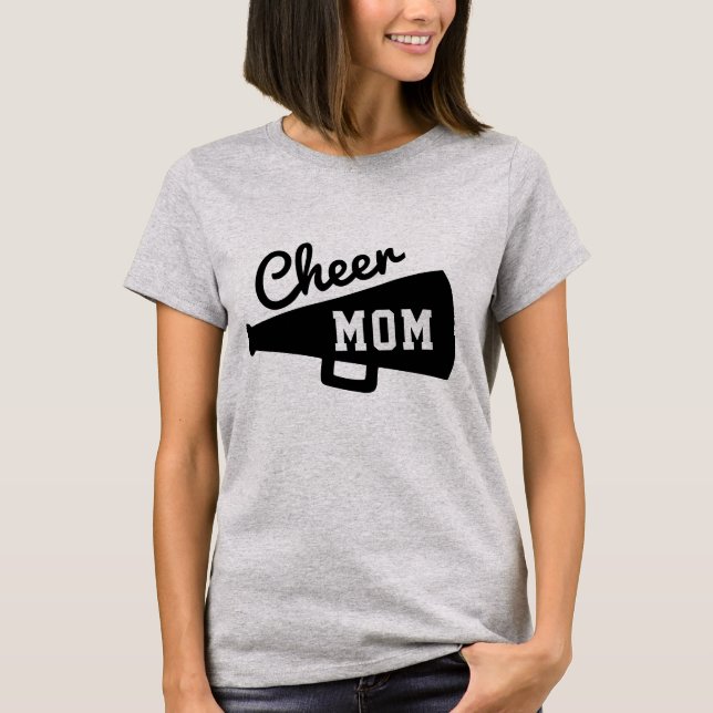 Cheer Mum Cheerleading Simple Minimalist Grey T-Shirt (Front)