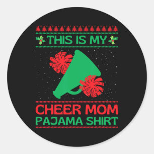 Cheer Mum Christmas Pyjamas Funny Cheerleading Classic Round Sticker