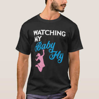 Cheer Mum Gift Watching My Baby Fly Cheerleader Fl T-Shirt