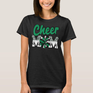 Cheer Mum Green Black White Leopard Letters Cheer  T-Shirt