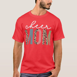 Cheer Mum Leopard Cheerleader Bleached Mothers Day T-Shirt