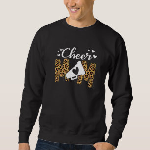 Cheer Mum Leopard Messy Bun Cheerleader Bleached M Sweatshirt