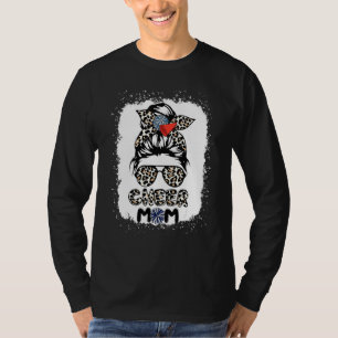 Cheer Mum Leopard Messy Bun Cheerleader Bleached M T-Shirt