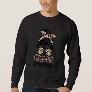 Cheer Mum Leopard Messy Bun Cheerleader Mothers D Sweatshirt