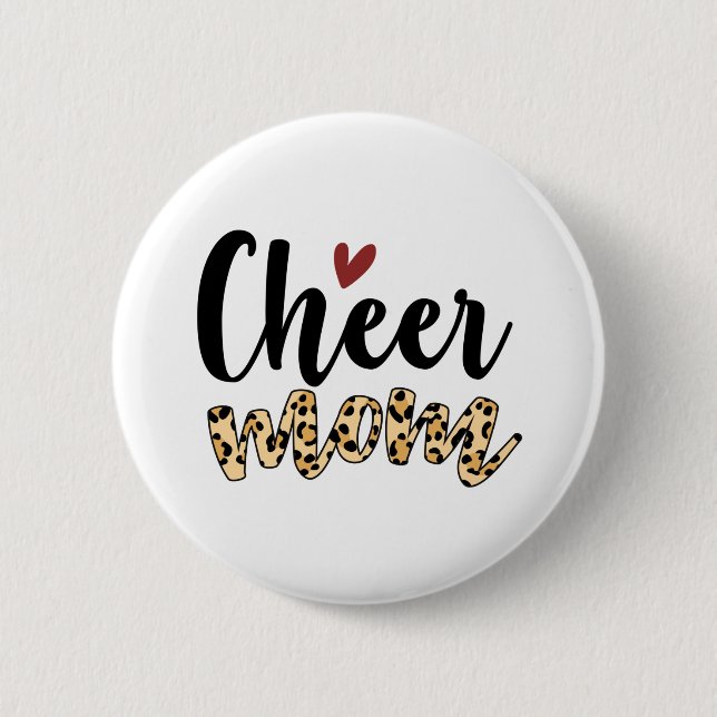 Cheer Mum Leopard Print 6 Cm Round Badge (Front)