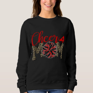 Cheer Mum Leopard Print Black And Red Pom Pom Sweatshirt