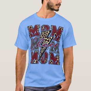 Cheer Mum Lightning Bolt Cheer Leopard Maroon  T-Shirt