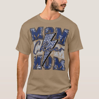 Cheer Mum Lightning Bolt Cheer Leopard Navy Blue  T-Shirt