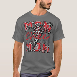 Cheer Mum Lightning Bolt Cheer leopard Red T-Shirt
