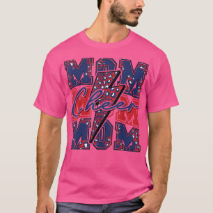 Cheer Mum Lightning Bolt Cheer LeopardNavy Red T-Shirt