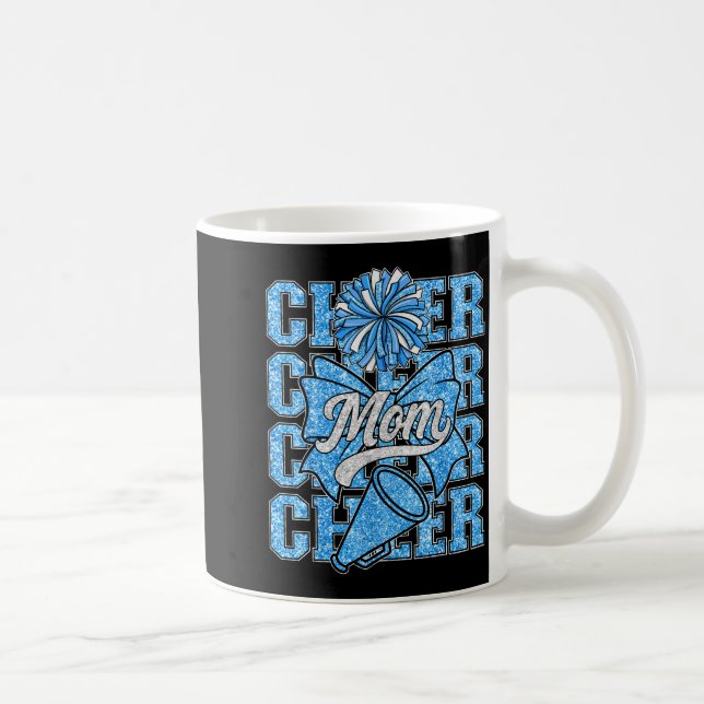 Cheer Mum Mama Bow Srt Cheerleading Squad Blue Che Coffee Mug (Right)